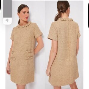 NWT Tuckernuck Short Sleeve Tweed Jackie Shift Dress Croissant Women Size XL